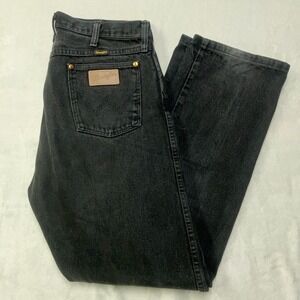 Vintage Wrangler 13MWZ Cowboy Cut 35x32 (Fit 34x32) Black Jeans Made In USA